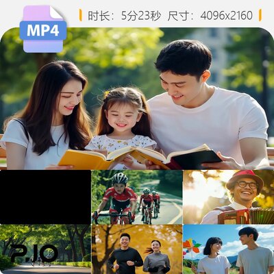 高清幸福生活休闲公园健康锻炼老年康养和谐社区户外运动视频素材