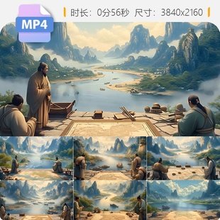 高清古代军师水师地图治水战略火烧赤壁郑和下西洋意境视频素材