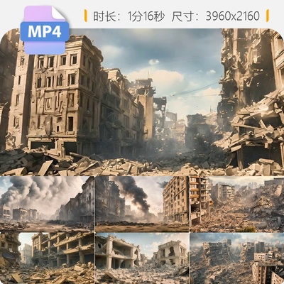 高清地震大废墟房屋倒塌楼摧毁建筑灾难惨烈震后救援航拍视频素材