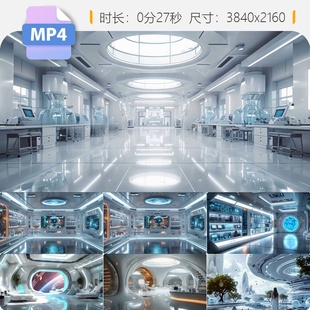 高清未来城市科幻AI科技智慧新基建高能房屋实验室元宇宙视频素材