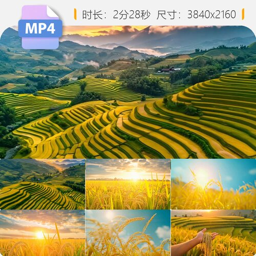 高清我们的田野舞台背景家乡稻谷丰收秋农业山村led大屏视频素材