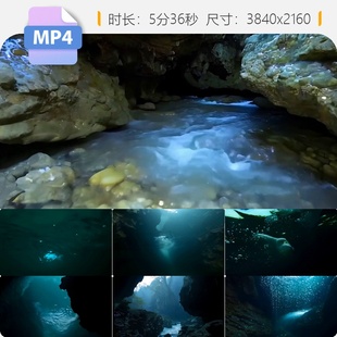 高清地下河暗岩洞纯净水资源微生物世界地球内部溶洞视频素材