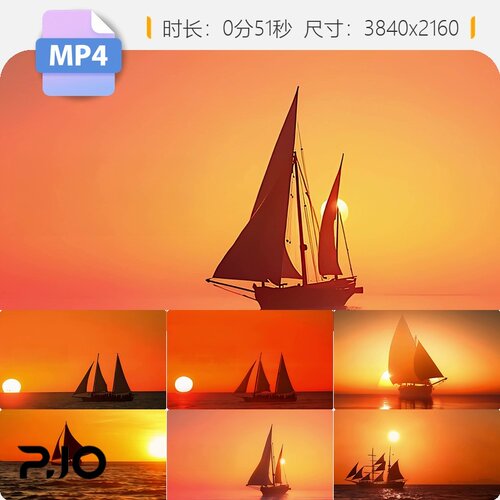 高清大海帆船日出乘风破浪扬帆起航丝绸之贸易新征程视频素材