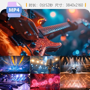 高清演唱会跨年晚会烟花秀音乐节狂欢夜摇滚舞台聚光灯五视频素材