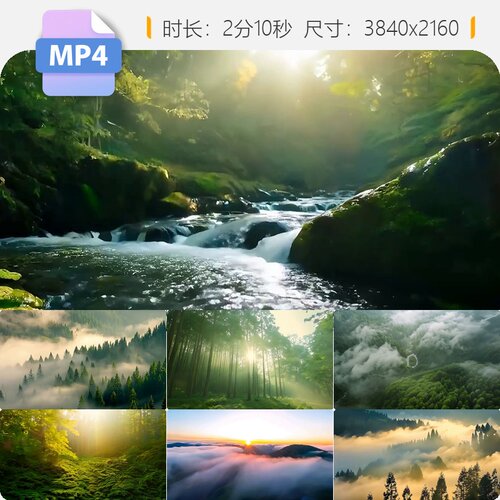 高清森林大自然云海唯美风景航拍延时雾缭绕光原始树生态视频素材