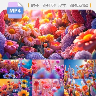 高清花海梦幻唯美背景视频素材春暖花开百朵齐放LED舞台大屏特效