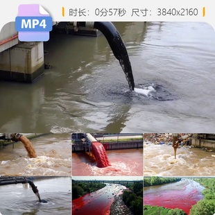 高清工业废水污水排放污染环境治理净化设备处理保护视频素材