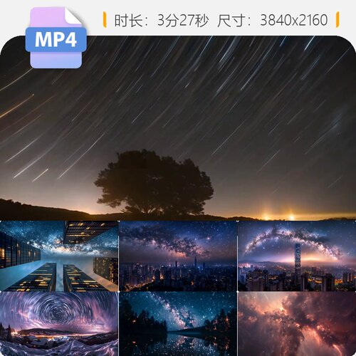 高清大气星空极光延时合集祖国大好河山城市森林海洋极光视频素材