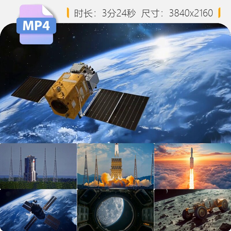 高清中国空间站长五火箭发射文昌卫星长征5号问天核心舱视频素材