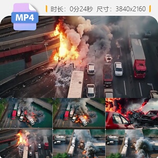 高清火灾车祸交通事故安全原创追尾警示疲劳驾驶视频素材