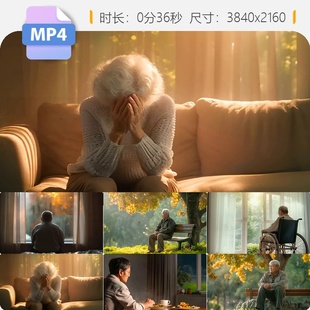 高清老龄化社会关爱老人孤寡独居空巢散步背影陪伴场景视频素材
