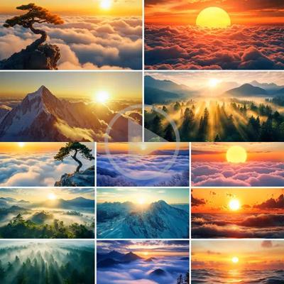 高清日出云海唯美夕阳延时航拍朝霞旭日东方曙光自然风光视频素材