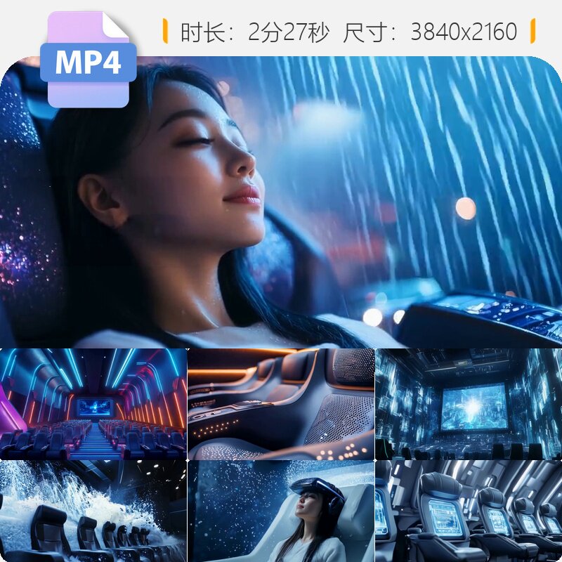高清4K高帧率未来影院沉浸式体验互动虚拟现实智能厅环形视频素材