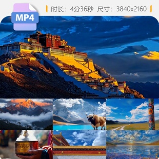 高清吉祥藏族舞蹈西雪山布达拉宫经幡牦牛习俗晚会表演视频素材