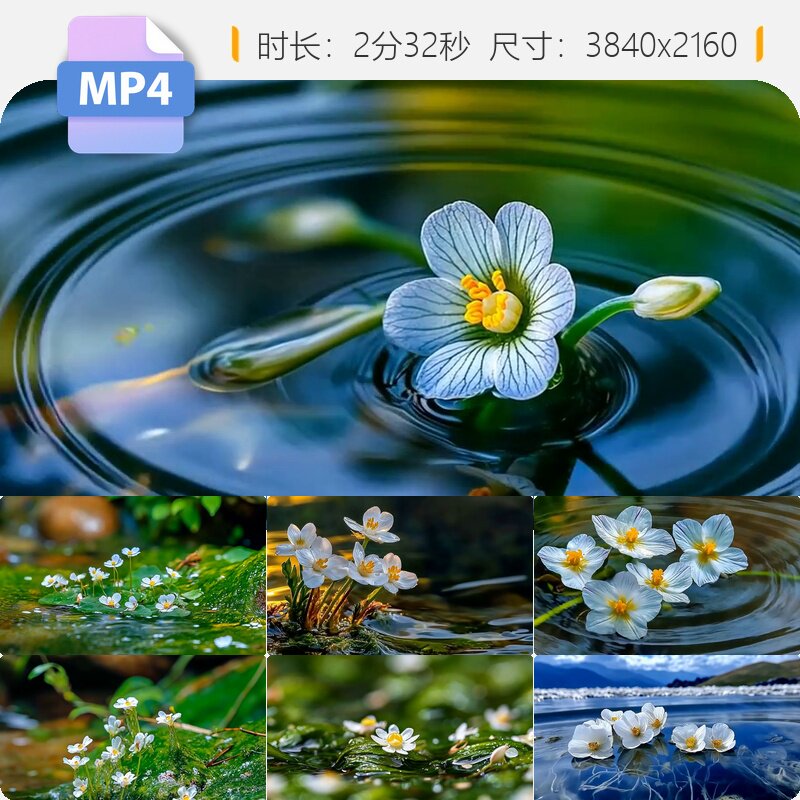 高清海菜花水中杨花永福百寿镇广西濒危沉水草本植物视频素材