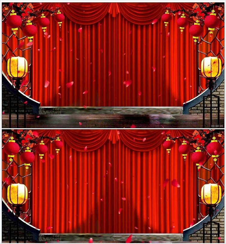 喜庆灯笼幕布花瓣戏曲相声小品幕布背景晚会节目led背景视频素材a