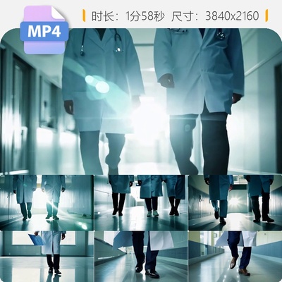 高清医生正面坚毅步伐救死扶伤勇往直前院走廊光明使者视频素材