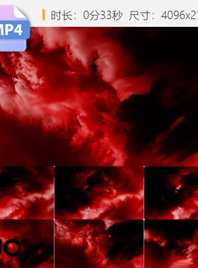 高清红色魔幻乌云闪电黑旋涡雷电翻滚末日诡异神秘风暴视频素材