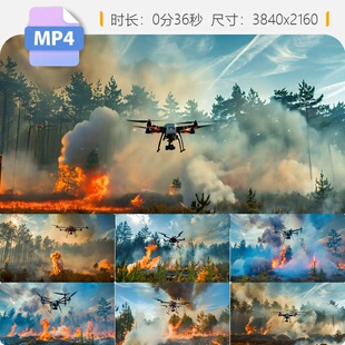 高清消防无人机灭火救援视频森林火灾现场农村山区田埂扑视频素材