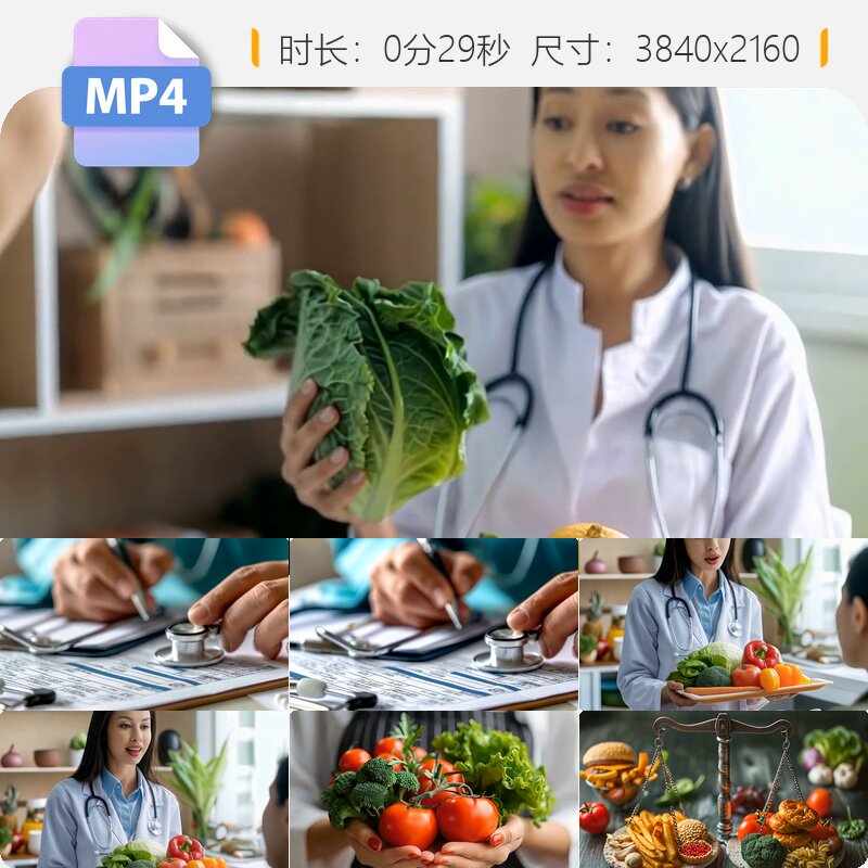 高清营养师定制健康瘦身餐减肥菜谱绿色蔬膳纤维食物搭配视频素材
