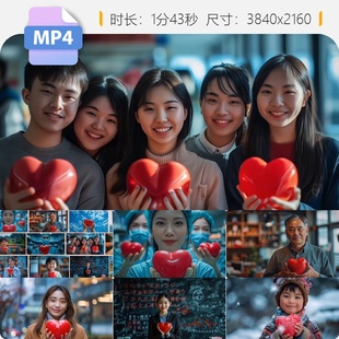 高清大爱无疆献爱心手捧爱心公益慈善温暖儿童微笑护士义视频素材