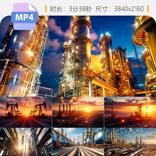 高清石油开采化工厂储存基地天然气勘探钻井平台管道输送视频素材