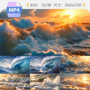 高清海浪巨浪波涛汹涌翻滚滔天日出礁石冲击潮水拍岸壮阔视频素材