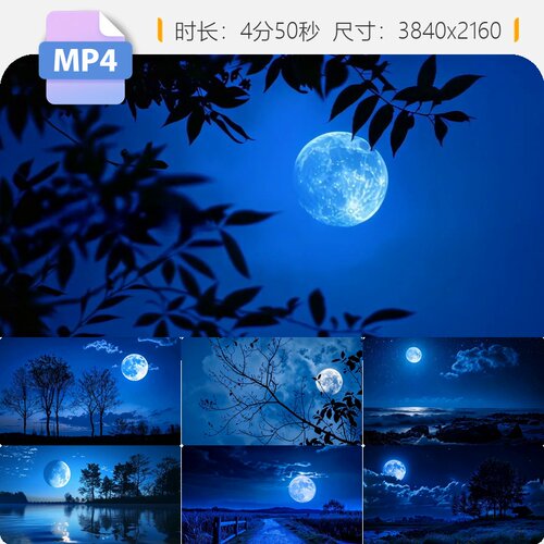高清月半小夜曲李克勤中秋团圆唯美舞台LED大屏背景视频素材