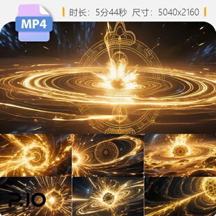 高清8K金色宇宙能量漩涡星云爆发神秘线闪耀河态轨迹视频素材