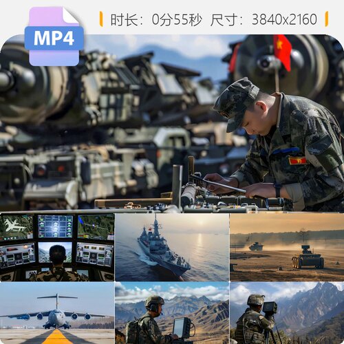高清建军节解放军武警战士现代装备建周年雷达导弹歼20视频素材