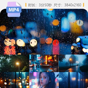 高清城市雨夜路灯下孤独奋斗人群车流伞影伤感短视频合集视频素材
