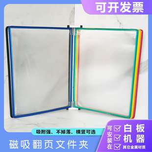 A4壁挂展示文件夹5页10面强磁吸附壁挂翻页资料文件夹横竖展示架作业指导书广告宣传车间机床操作壁挂文件夹