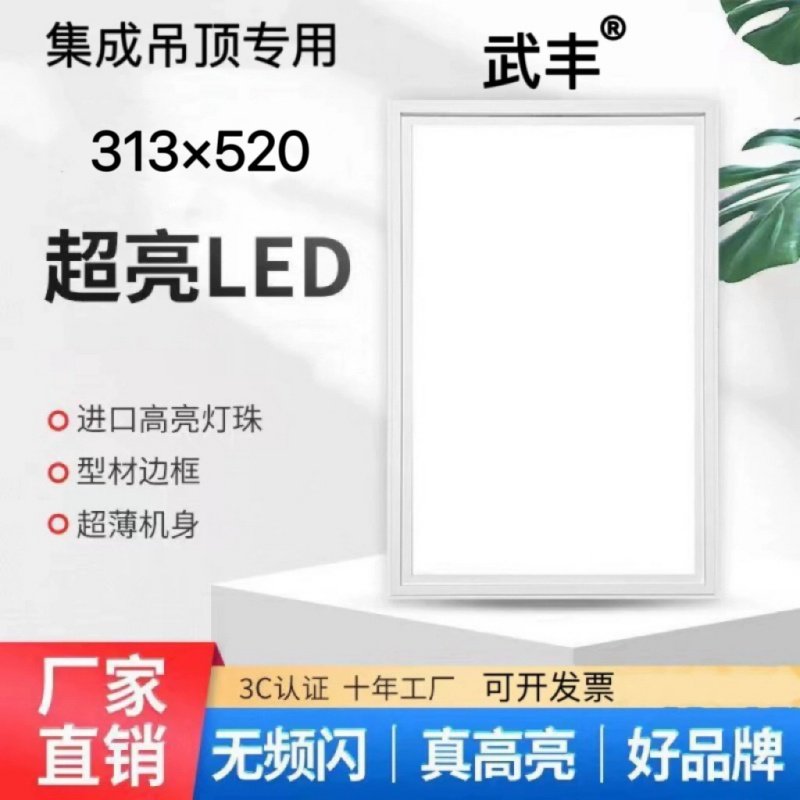 313x520集成吊顶平板灯法狮龙适用厨房卫生间铝扣板嵌入式LED灯具