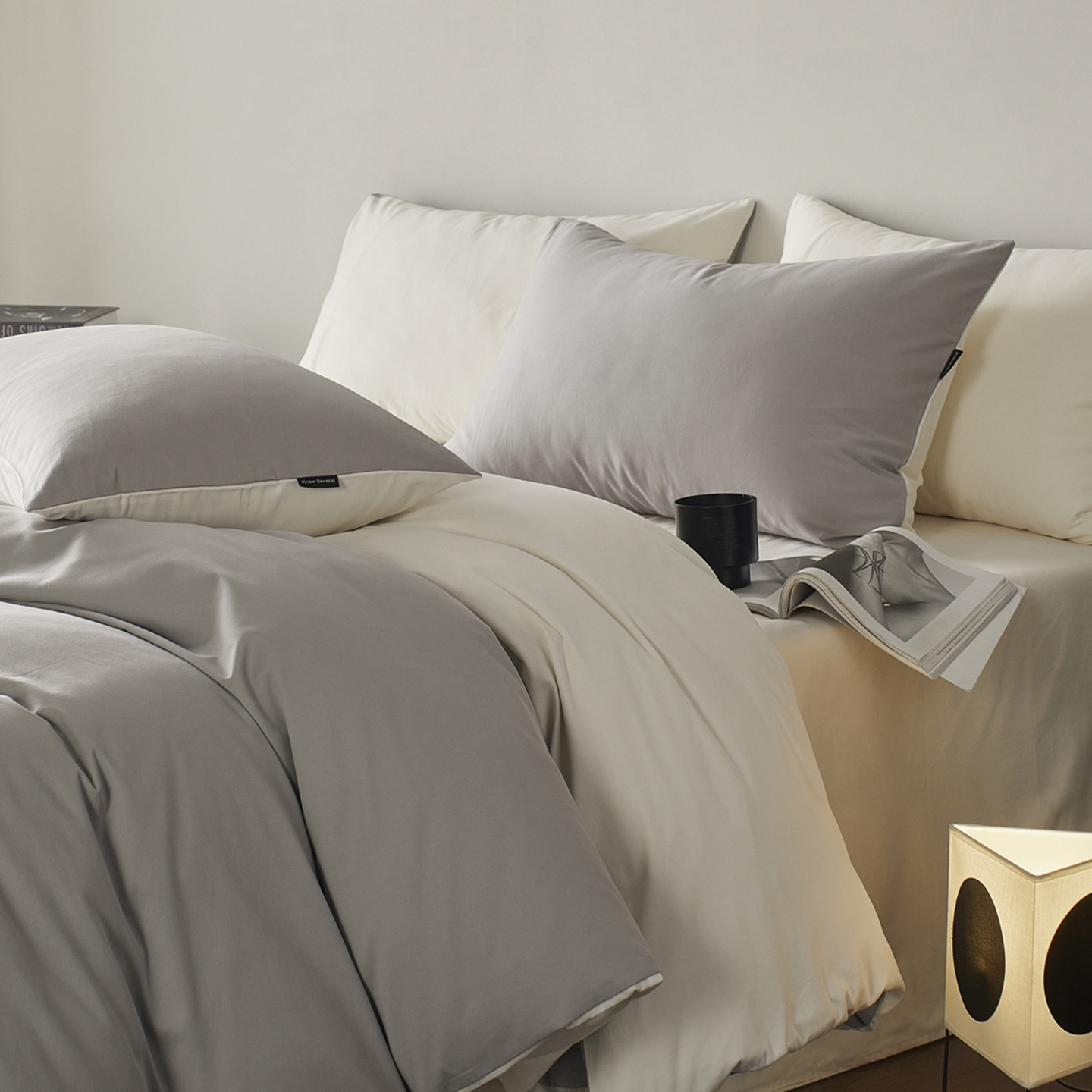 A类纯色双拼春秋高级素色加厚陶瓷轻磨毛100S长绒棉全棉纯棉被套