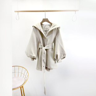VANE设计感连帽呢子斗篷外套女2025冬装新款百搭显瘦大衣25291-1