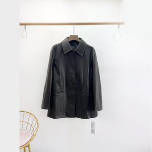 PUTIAN复古单排扣宽松皮衣2025冬装新款韩版时尚百搭气质外套1503