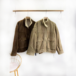 复古宽松时尚皮毛一体大衣2025冬装新款韩版气质显瘦百搭外套9686