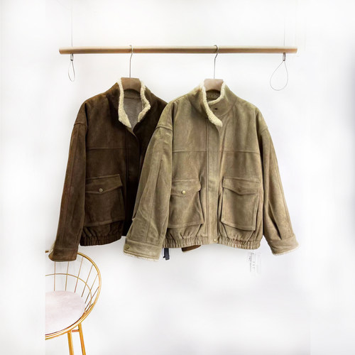 复古宽松时尚皮毛一体大衣2025冬装新款韩版气质显瘦百搭外套9686