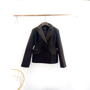 VANE韩版时尚短款呢子西装2025冬装新款气质收腰显瘦外套女25358