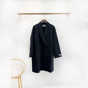 SELF中长款时尚显瘦气质外套2025冬装新款双排扣双面尼西装女9131