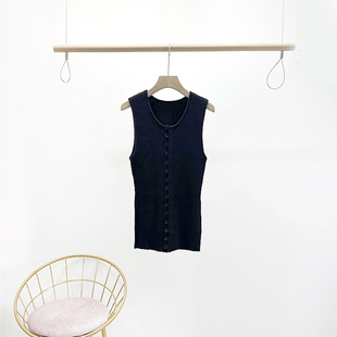VANE韦恩设计感百搭打底衫背心2025夏装新款单排扣修身显瘦针织衫