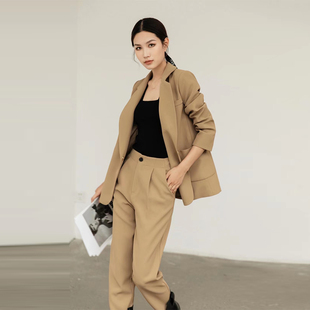 VANE韦恩韩版休闲西装套装2025秋冬新款女气质时尚显瘦西服两件套