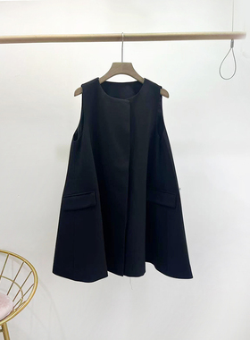 VANE中长款圆领宽松马甲裙2025秋装新款韩系显瘦百搭连衣裙25258