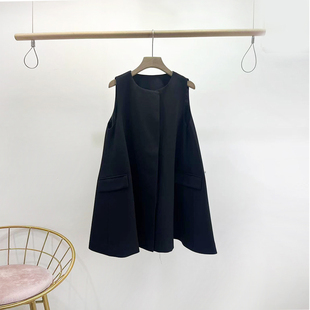 VANE中长款圆领宽松马甲裙2025秋装新款韩系显瘦百搭连衣裙25258