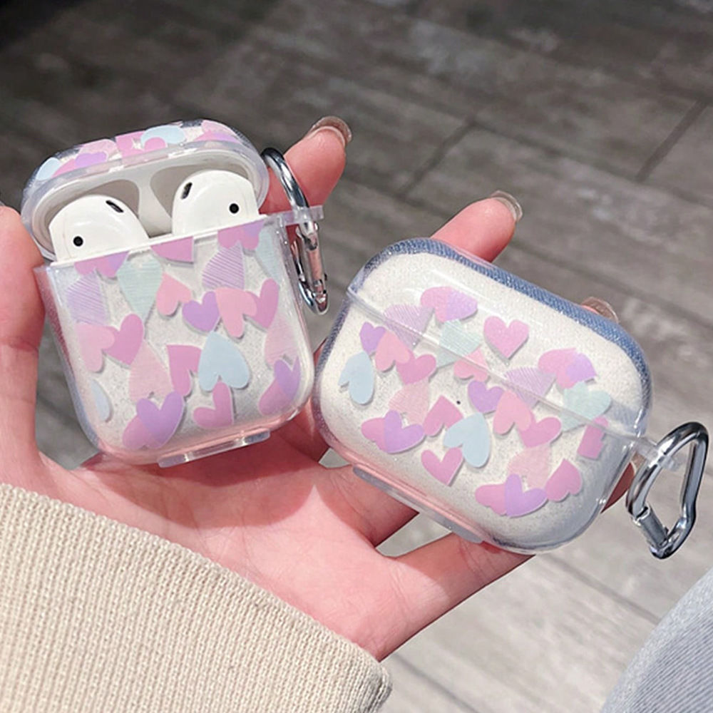 爱心蝴蝶紫粉色适用苹果耳机套airpods4代pro2耳机壳保护壳可爱高级感简约硅胶透明软壳ins风搞怪