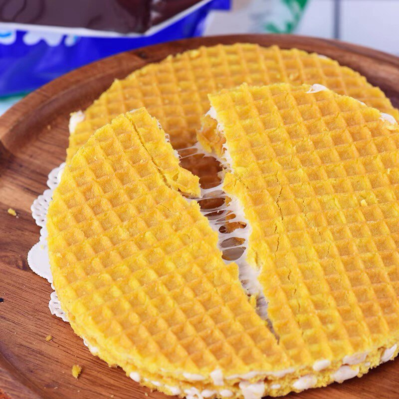 俄罗斯原装进口开心牛蜂蜜拉丝饼干曲奇华夫饼夹心休闲零食品新款