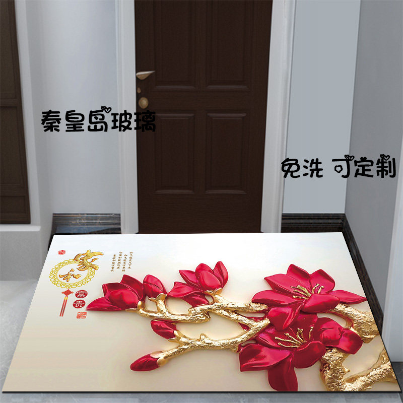 简约玻璃脚垫家用免洗门垫钢化脚踏防滑进门脚垫玄关地踏门垫厂家