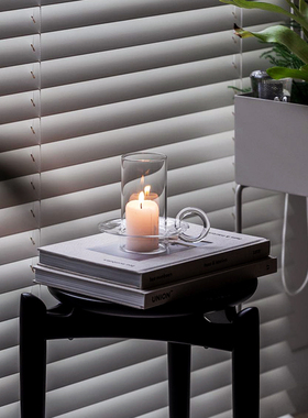 丹麦Ferm living装饰烛台手持耐热玻璃防风罩艺术氛围感蜡烛底座