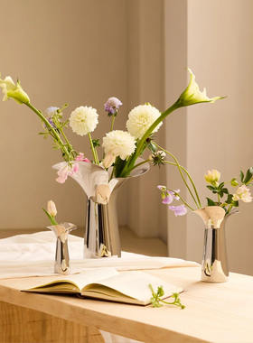 Georg Jensen 丹麦进口乔治杰森BLOOM不锈钢花瓶客厅餐桌插花摆件