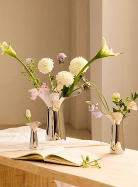 Georg Jensen 丹麦进口乔治杰森BLOOM不锈钢花瓶客厅餐桌插花摆件